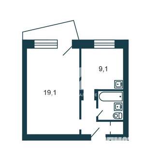 1-к квартира, вторичка, 38м2, 5/9 этаж