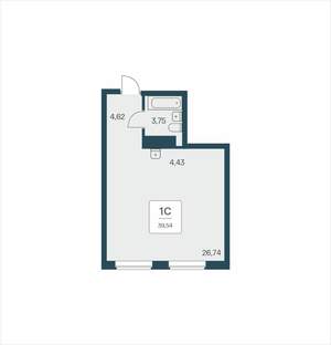 Студия квартира, вторичка, 40м2, 16/26 этаж