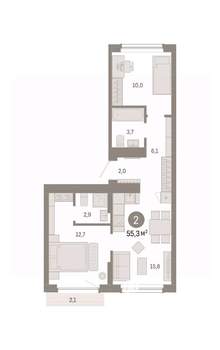 2-к квартира, вторичка, 55м2, 9/9 этаж