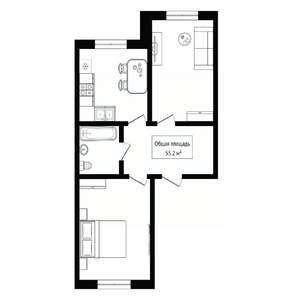 2-к квартира, вторичка, 55м2, 2/7 этаж