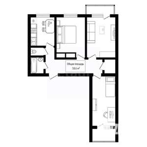 3-к квартира, вторичка, 59м2, 3/9 этаж