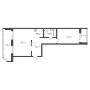 3-к квартира, вторичка, 53м2, 10/21 этаж