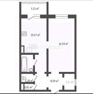 1-к квартира, вторичка, 42м2, 8/10 этаж