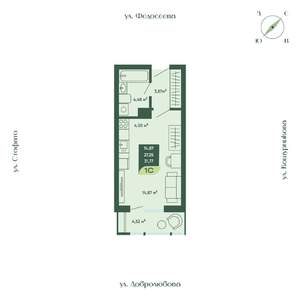 1-к квартира, вторичка, 32м2, 12/18 этаж