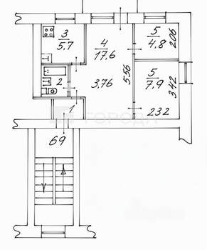2-к квартира, вторичка, 42м2, 3/5 этаж