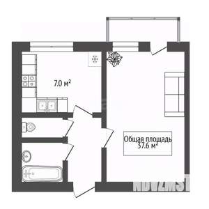 1-к квартира, вторичка, 38м2, 3/3 этаж