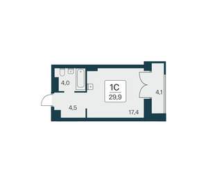 Студия квартира, вторичка, 30м2, 22/30 этаж