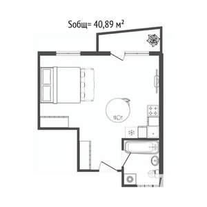 1-к квартира, вторичка, 41м2, 9/25 этаж