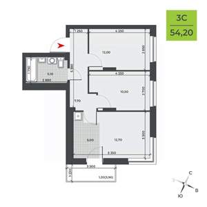 3-к квартира, вторичка, 54м2, 15/21 этаж