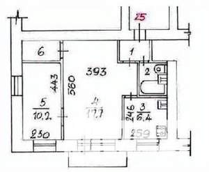 2-к квартира, вторичка, 43м2, 3/5 этаж