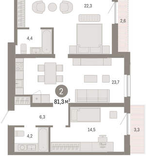2-к квартира, вторичка, 81м2, 11/15 этаж