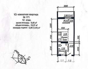 Студия квартира, вторичка, 20м2, 12/17 этаж