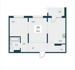 2-к квартира, вторичка, 59м2, 11/17 этаж
