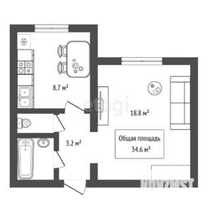 1-к квартира, вторичка, 35м2, 2/9 этаж