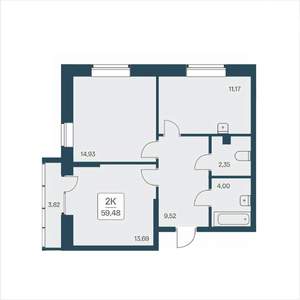 2-к квартира, вторичка, 59м2, 16/25 этаж