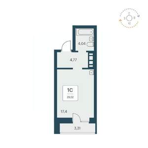 Студия квартира, вторичка, 30м2, 21/23 этаж