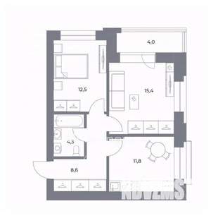 2-к квартира, вторичка, 56м2, 3/25 этаж