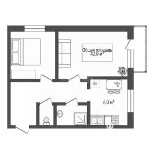 2-к квартира, вторичка, 42м2, 3/9 этаж