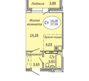 1-к квартира, вторичка, 28м2, 13/23 этаж