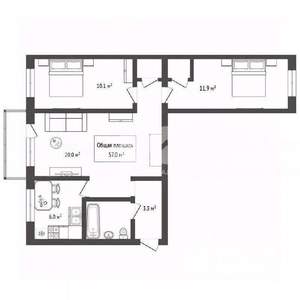 3-к квартира, вторичка, 57м2, 3/5 этаж