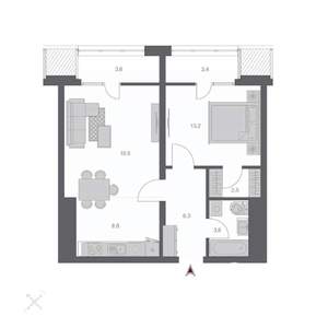 2-к квартира, строящийся дом, 60м2, 13/24 этаж