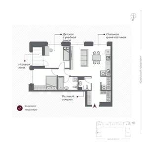 3-к квартира, сданный дом, 68м2, 14/19 этаж