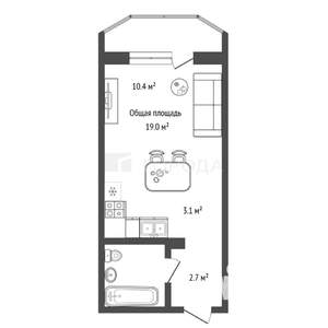 Студия квартира, вторичка, 19м2, 14/17 этаж