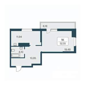 1-к квартира, вторичка, 54м2, 25/27 этаж