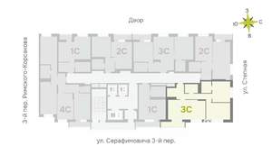 3-к квартира, строящийся дом, 70м2, 22/25 этаж