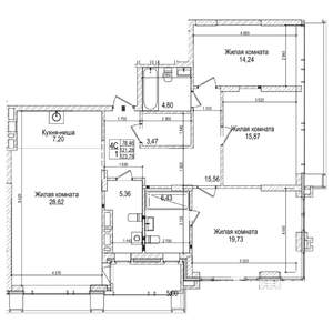 3-к квартира, строящийся дом, 121м2, 25/28 этаж