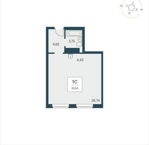 Студия квартира, вторичка, 40м2, 21/26 этаж