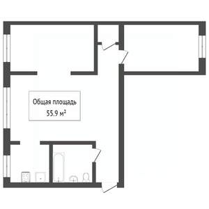 3-к квартира, вторичка, 56м2, 2/5 этаж