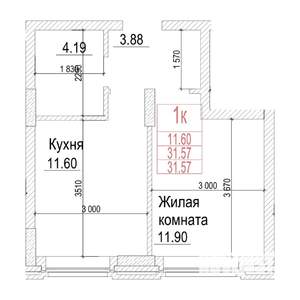Студия квартира, строящийся дом, 32м2, 2/21 этаж
