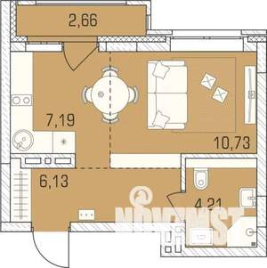 1-к квартира, сданный дом, 31м2, 7/9 этаж