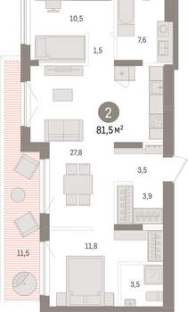 2-к квартира, вторичка, 82м2, 9/15 этаж