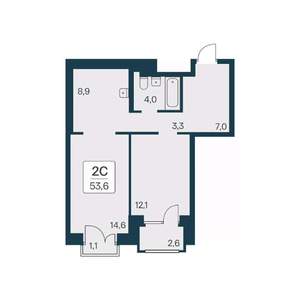 2-к квартира, вторичка, 54м2, 6/11 этаж