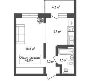 2-к квартира, вторичка, 41м2, 12/17 этаж
