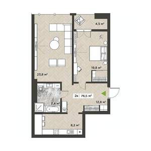 3-к квартира, вторичка, 74м2, 12/14 этаж