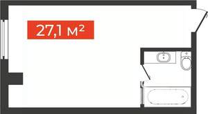 1-к квартира, вторичка, 27м2, 7/18 этаж