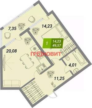 1-к квартира, вторичка, 50м2, 5/29 этаж