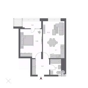 2-к квартира, строящийся дом, 48м2, 6/24 этаж