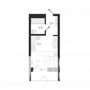 Студия квартира, строящийся дом, 23м2, 1/18 этаж