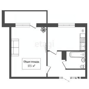 1-к квартира, вторичка, 38м2, 7/10 этаж
