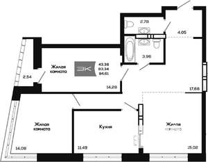 3-к квартира, вторичка, 83м2, 23/25 этаж