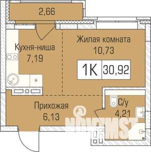 1-к квартира, сданный дом, 31м2, 7/9 этаж