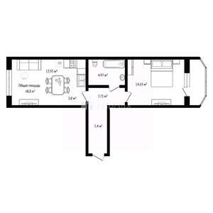 2-к квартира, вторичка, 48м2, 16/18 этаж