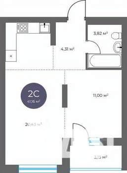 2-к квартира, вторичка, 41м2, 3/18 этаж