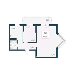 3-к квартира, вторичка, 70м2, 12/24 этаж