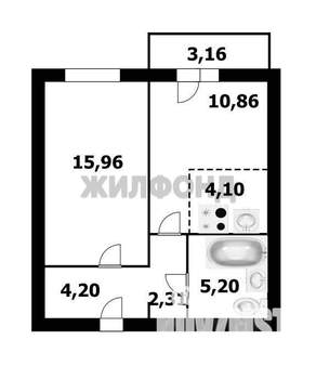 1-к квартира, вторичка, 43м2, 4/17 этаж
