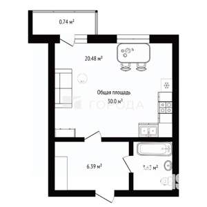 Студия квартира, сданный дом, 30м2, 3/14 этаж